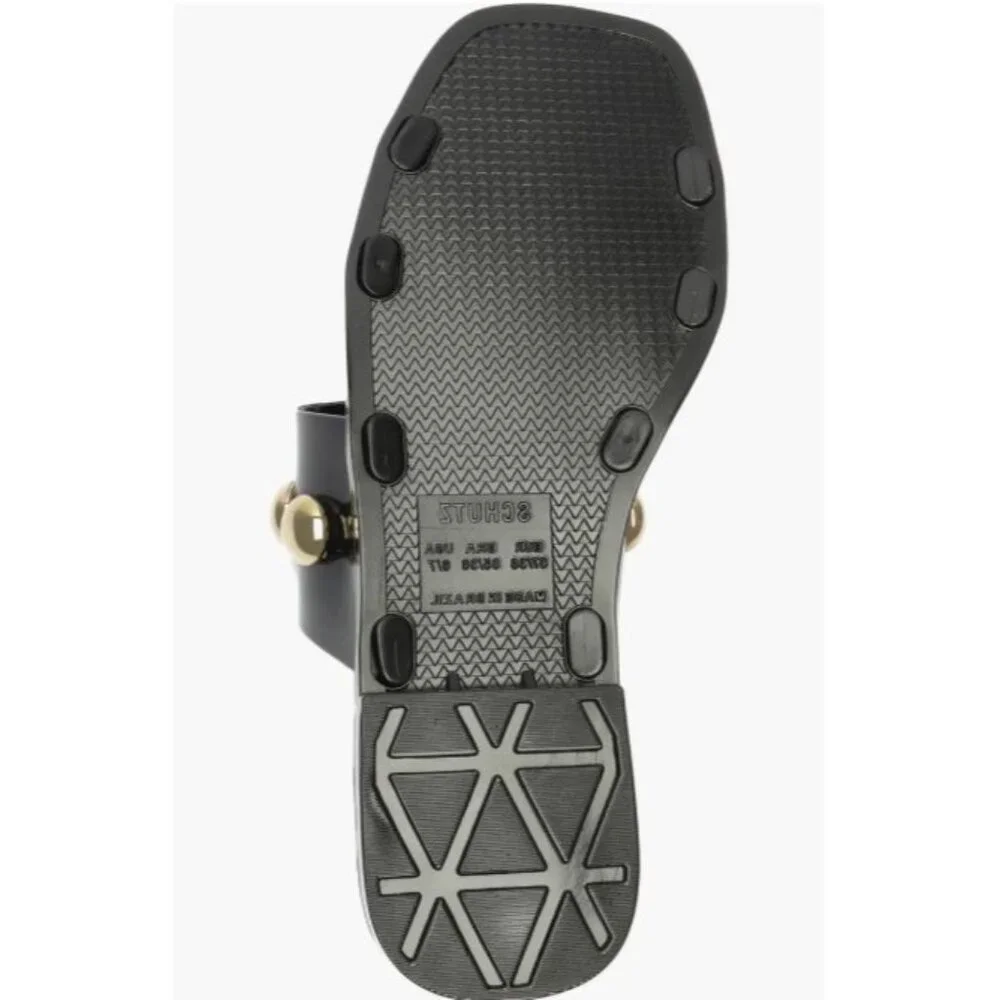 Schutz Lizzie Slide‎ Sandals Black Gold Studs Jelly Size 9 - Picture 7 of 9